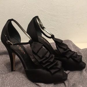 Satin Nina Black Heels